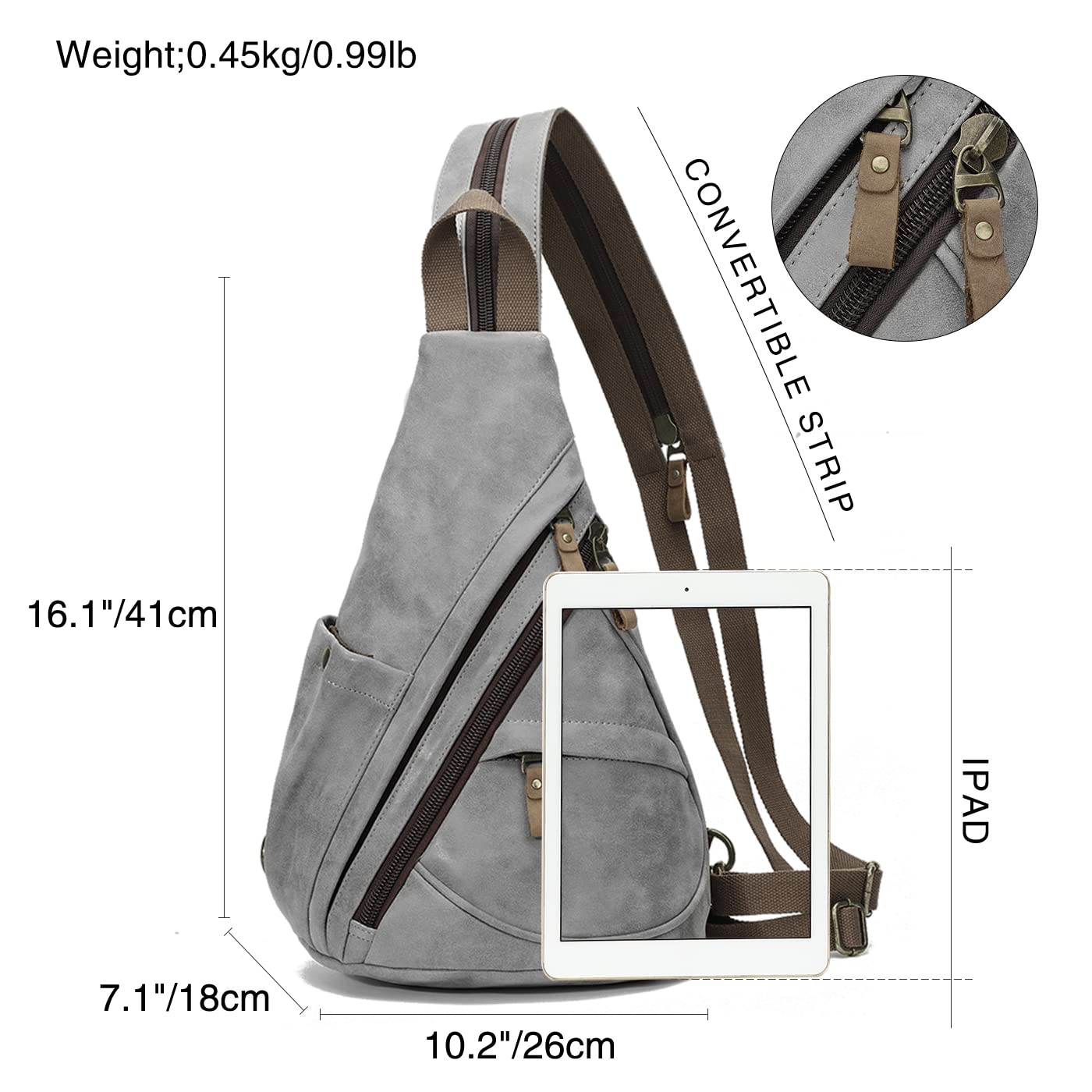 KL928 PU Leather Sling Bag - Small Crossbody Backpack Shoulder Casual Daypack Rucksack for Men Women