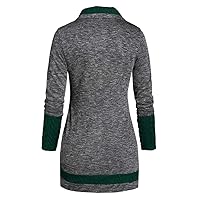 Plus Size Sweaters for Women 2023 Trendy Long Sleeve Solid Botton Pachwork Asymmetric Tops Sweater