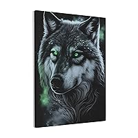 xfacal Black Wolf Printed With Green Eyes Wall Art Canvas Prints Decorative Forest Poster Aesthetic Nature Picture Decor Painting Art for Home Room Livingroom Bedroom Unframed 12x16inch