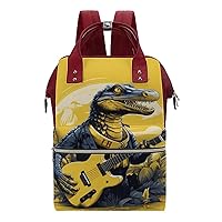Alligator Cute Animal Travel Backpack Diaper Bag Lightweight Mommy Bag Shoulder Bag for Men Women