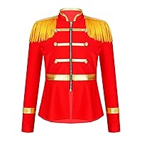 TiaoBug Kids Boys Girls Halloween Costume Red Circus Ringmaster Jacket Drum Majorette Costumes Toy Soldier Costumes