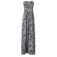 Forever Womens Aztec Tribal Floral Animal Leopard Army Print Sheering Bandeau Maxi Dress