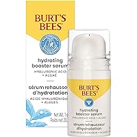 Burt's Bees Hyaluronic Acid Face Serum, Hydrates & Boosts Skin Naturally for Smoother, Glowing Skin Tone, Lightweight, with Algae - Hydrating Booster Facial Serum (1 oz)