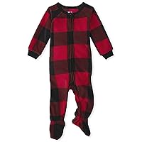 The Children's Place Kids' Baby/Toddler One Piece Family Matching, Christmas Pajama Sets, Fleece, Red/Black Check, 6-9 Months