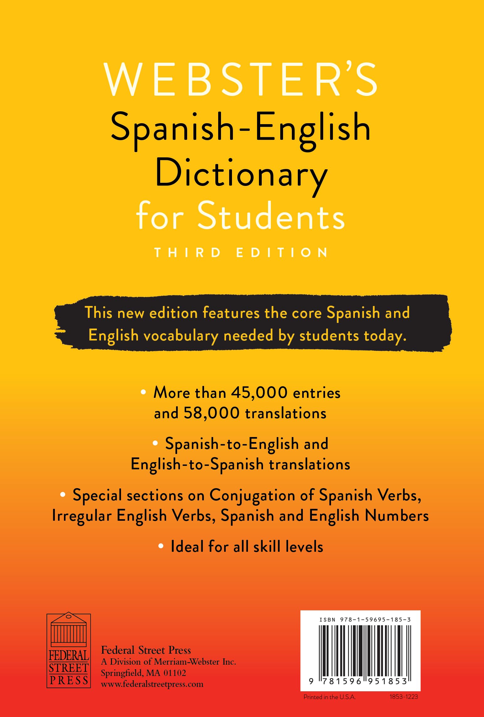 Webster's Spanish-English Dictionary for Students, Third Edition - Newest Edition