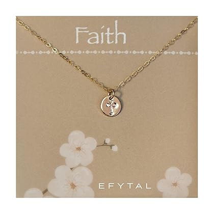 EFYTAL Baptism Gifts for Girl, Tiny Pendant Necklace, Confirmation Gifts for Teenage Girl, Catholic Gifts, Cross Necklace for Girls, Christening Gifts for Girls , Christian Gifts