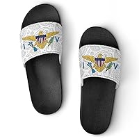 Paisley Virgin Islands Flag PVC Home Slippers Bathroom Slippers Non-Slip Slippers Shower Sandals for Women Men