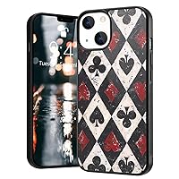 Cool Card Pattern Phone Case for iPhone 14 Plus,Lattice Shockproof Anti-Scratch Protective Stylish Slim Cover Hybrid Hard Back with Soft Rubber Bumper Case for iPhone 14 Plus