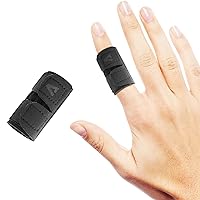 Finger Splints Finger Sleeves Protectors, Compression Elastic Adjustable Brace Buddy Wraps Straps Perfect for Arthritis Trigger Fingers Joint Pain Relieve, Black One-Finger-M