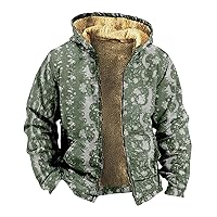 Mens Fleece Jacket Long Sleeve Soft Warm Sherpa Lined Jacket Outdoor Zip Up Jacket Trendy Sweatshirt Fleece Coat