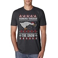 Threadrock Men's Honking Through The Snow Ugly Christmas T-Shirt