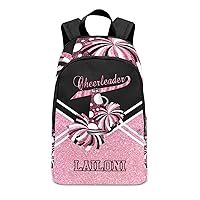 Cheerleader Peach Personalized Backpack for Teen Custom Travel Backpack for Boys Girs Bookbag Casual Bag Name Gift