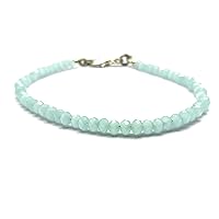Aqua Chalcedony Bracelet 3 mm Rondelle & Faceted, 7 Inch Long. Healing Gemstone, unique-gift-for-wife, holidays, energy, chakra BR124