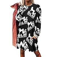 BLM Bang Local Milfs Women's Long Sleeve T-Shirt Dress Casual Tunic Tops Loose Fit Crewneck Sweatshirts with Pockets