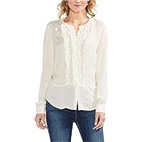 Vince Camuto Womens Ruffle Front Button Down Blouse