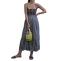 XPONNI Gingham Dress Lobster Summer Maxi Dresses for Women 2024 Shrimp Long Dress Flowy Ruffle Linen Sun Dress
