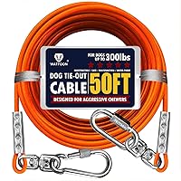 Tie Out Cable for Dogs Up to 300lbs, 65/75/85/100 ft Extra Strong 1Klbs Break Strength Tie-Out Tether Trolley Training Lead,Dog Run Cable for Yard Garden Park Camping Outside (300lbs 50ft)
