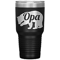 Opa Bear Tumbler - Opa Gift - 30oz Insulated Engraved Stainless Steel Opa Tumbler Cup Black