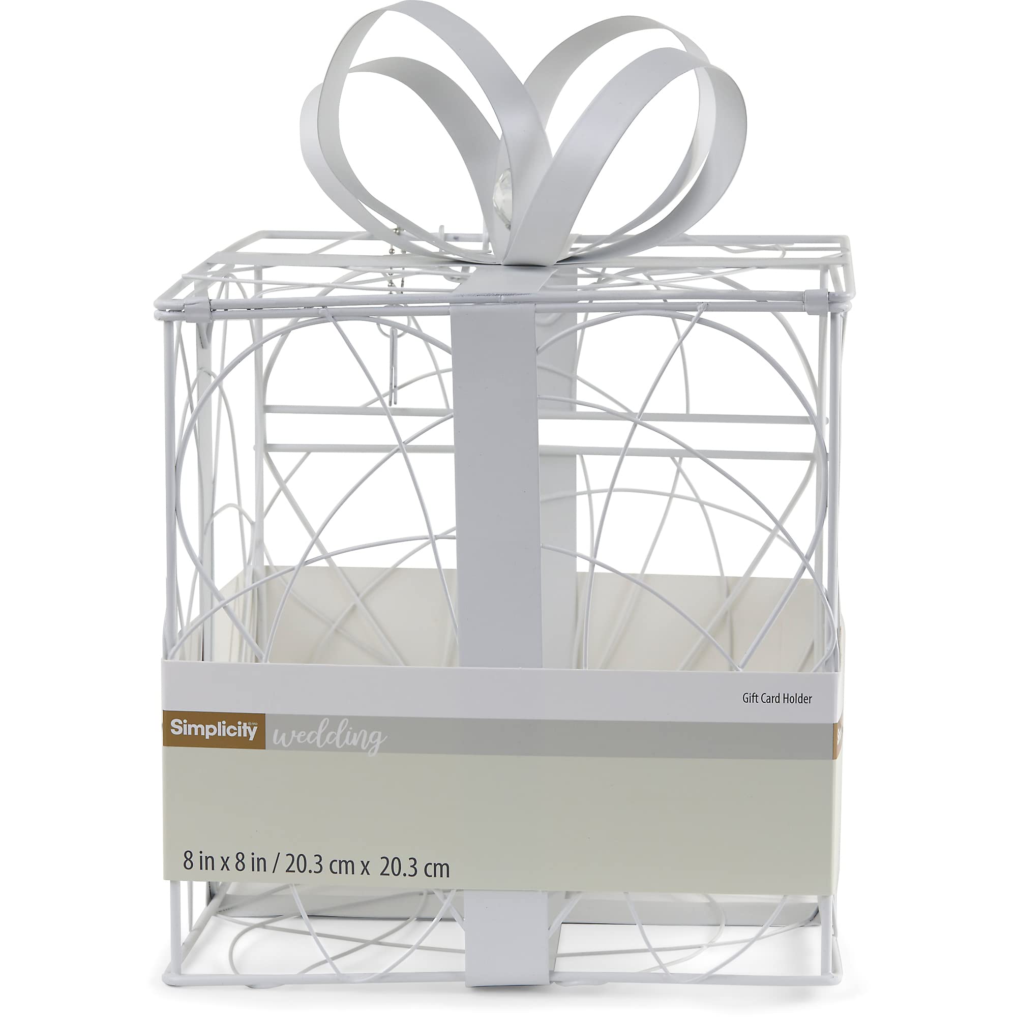 Simplicity White Metal Wedding Card Box, 8.5'' L x 9'' W x 11.2'' H