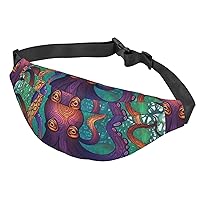 Fanny Pack For Men Women Casual Belt Bag Waterproof Waist Bag Colorful Octopus Running Waist Pack For Travel Sports