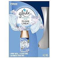 Glade Automatic Spray Refill and Holder Kit, Air Freshener for Home and Bathroom, Clean Linen, 6.2 Oz