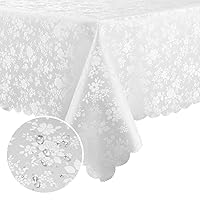 smiry Rectangle Table Cloth, Waterproof Heavy Duty Vinyl Tablecloths, Wipeable Washable Table Cover for Kitchen and Dining Room (White, 60