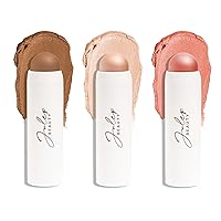 Julep Skip The Brush Cream to Powder Blush Stick Trio - Blendable and Buildable Color - 2-in-1 Blush and Lip Makeup Stick, Rose Gold, Neutral Bronze, Sheer Glow