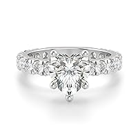 Siyaa Gems 5 CT Heart Colorless Moissanite Engagement Ring for Women/Her, Wedding Bridal Ring Sets, Eternity Sterling Silver Solid Gold Diamond Solitaire 4-Prong Set
