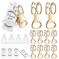50 Pieces Golden Bottle Opener Set Birthday Party Favor Opener with White Sheer Organza Bags Thank You Tags Birthday Wedding Anniversaries Souvenirs Favors Decorations for Guests(60th)