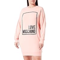Love Moschino Chic Pink Sweatshirt Dress with Eco-Leather Women's Logo