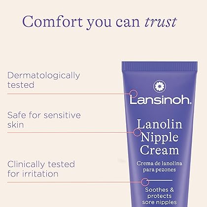 Lansinoh Lanolin Nipple Cream, Safe for Baby and Mom, Breastfeeding Essentials, 1.41 Ounces