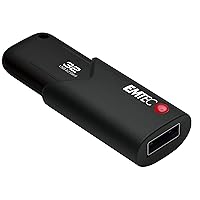 Emtec Click Secure B120 USB 3.2 Flash Drive 32 GB - Encryption software AES 256 - Read speed 100 MB/s - Black