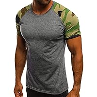 T-Shirts for Men,Plus Size Summer Sport Short Sleeve Shirt Camouflage Printed Casual T Shirt Outdoor Blouse Tees