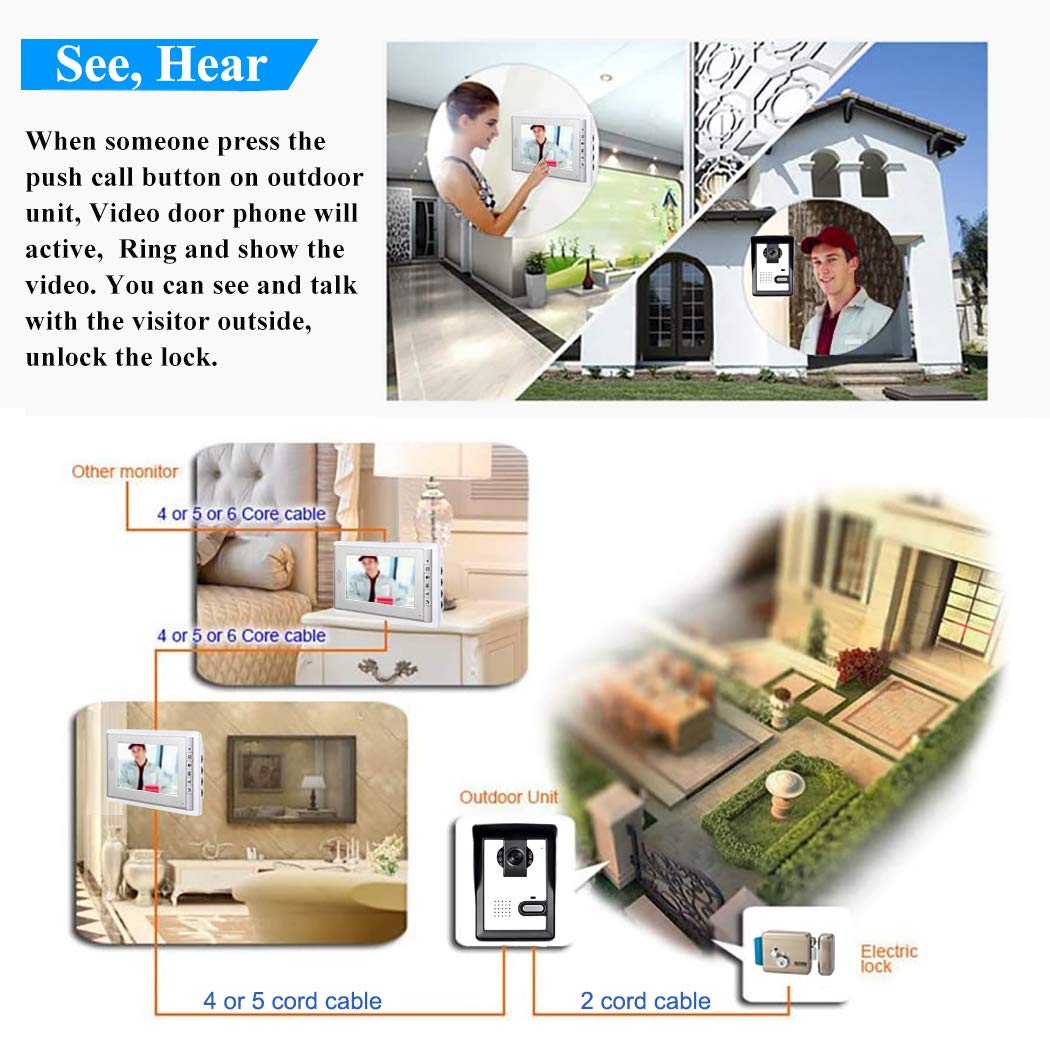 Mua AMOCAM Wired Video Intercom Doorbell System Inches LCD Monitor Video  Door Phone Kits Support Monitoring,Unlock,Dual-Way Door Intercom for Villa  Apartment Home Security Systems Indoor Outdoor trên Amazon Mỹ chính hãng