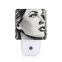 Black and White Dots Print Night Lights Plug-in Led Night Lamp Smart Sensor Lamp for Bedroom Bathroom Hallway Stairways