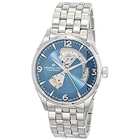 Hamilton Watch Jazzmaster Open Heart Swiss Automatic Watch 42mm Case, Blue Dial, Silver Stainless Steel Bracelet (Model: H32705142)