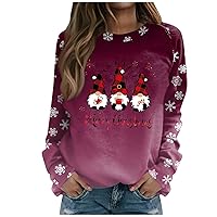 Christmas Womens Tops Christmas Tree Top Deer T Shirt Loose Crew Neck Long Sleeve Casual White Tank Top