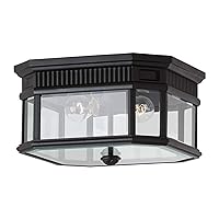 Feiss OL5413BK Cotswold Lane Outdoor Flush Mount Ceiling, 2-Light, 120 Watts, (12