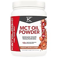 Ketologic MCT Oil Powder (1 LB) (Hazelnut Cream) - 40 Servings, Medium Chain Triglycerides Powder Supplement