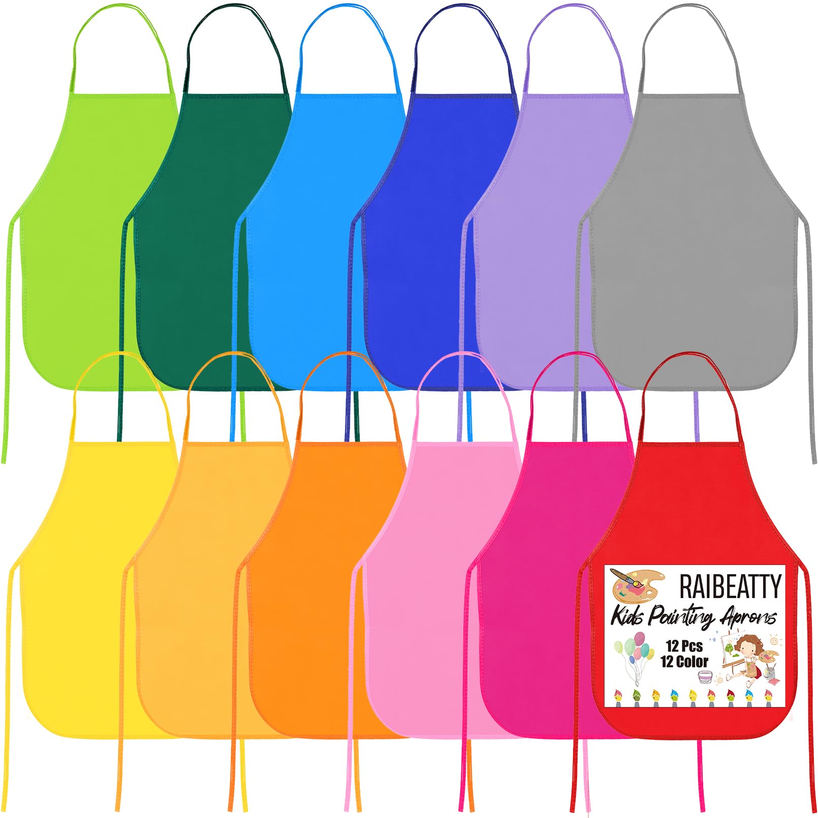 Buy RAIBEATTY 12 Pieces Kids Painting Aprons,12 Colors Paint Apron for Kids,Children  Painting Aprons,Children's Artists Fabric Aprons,Kids Aprons for Kitchen  Classroom,Party,Crafts & Art Painting Activity