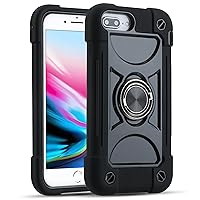 MARKILL Compatible with iPhone 6 Plus/6S Plus Case,iPhone 7 Plus case/iPhone 8 Plus Case 5.5 Inch with Ring Stand, Heavy-Duty Military Grade Shockproof Phone Cover with Magnetic Car Mount. (Black)