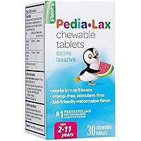 Pedia-Lax Laxative Chewable Tablets for Kids, Ages 2-11, Watermelon Flavor, 30 CT