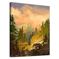 arteWOODS Canvas Wall Art Decor Grizzly Bear for Bedroom Living Room Forest Rocky Mountain Modern Canvas Artwork Contemporary Picture Prints for Office Wall Decoration 12