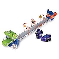 NKOK Supreme Machines: Attack Launch Track - T.Rex - Rocket Bot #42021, 17 Piece Set, Purple Transforming 2-in-1 Car & Robot, Easy Assembly, for Ages 3+
