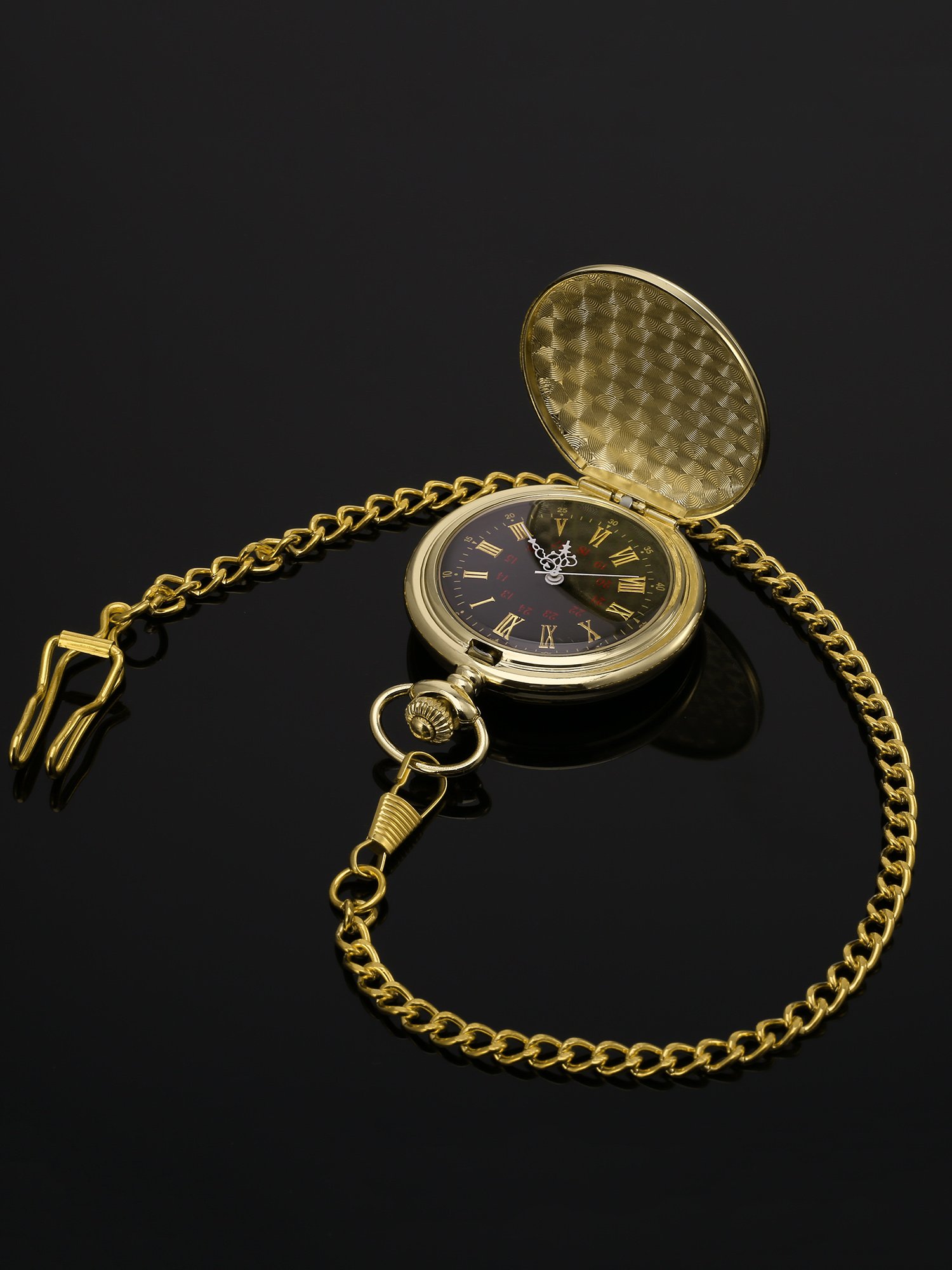 Mudder Smooth Antique Quartz Pocket Watch with Steel Chain