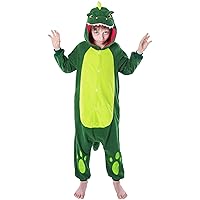 Spooktacular Creations Unisex Child Dinosaur jumpsuit Pajama Plush Dinosaur Costume Halloween Costume Party Role Play
