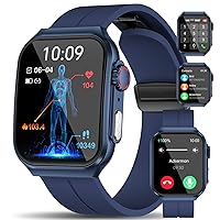Marsyu 2024 Men's Smartwatch with ECG Phone Function 1.96 Inch Fitness Watch with 24/7 Blood Pressure SpO2 Heart Rate Body Temperature Measurement, 150+ Sports Modes IP68 Waterproof Sports Watch for