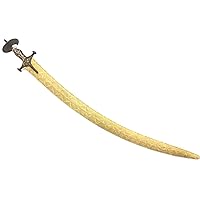 Rajasthan Gems Sword Antique Old Hand Forged Steel Blade Old Silver Work Handle Golden Sheath B