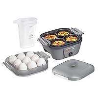 6-in-1 Electric Egg Cooker for Hard Boiled Eggs, Sous Vide Style Egg Bite Maker and Poacher, 5.25” Non-Stick Skillet for Omelets, Scrambling & Frying, Grey (25510)