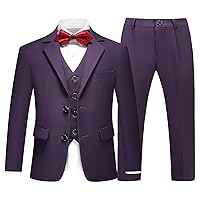 Lamgool Boys Suits 3 Piece Slim Fit with Tuxedo Blazer Jacket Vest Pant for Kids Prom Wedding Dresswear Formal Set Size 4-16Y